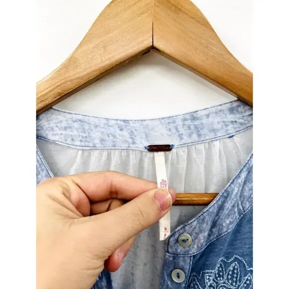 Free People Blue Patchwork Oh my Flowy Dress - Picture 4 of 7